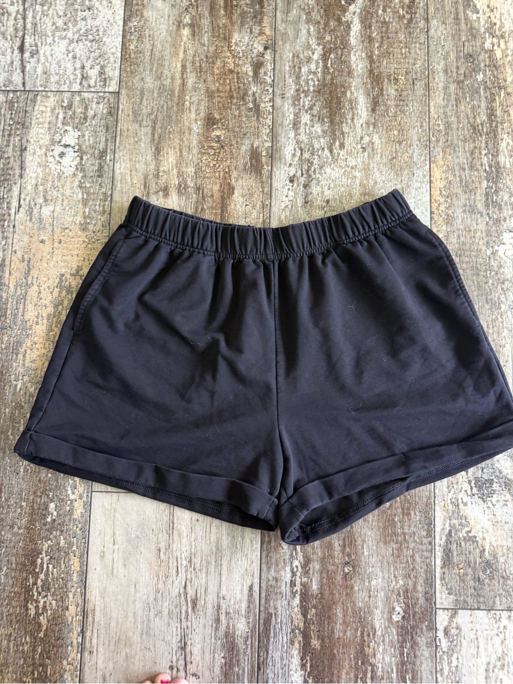 2 for $20 sale: Wiholl black soft pull-on casual cuffed lounge shorts w/ pockets